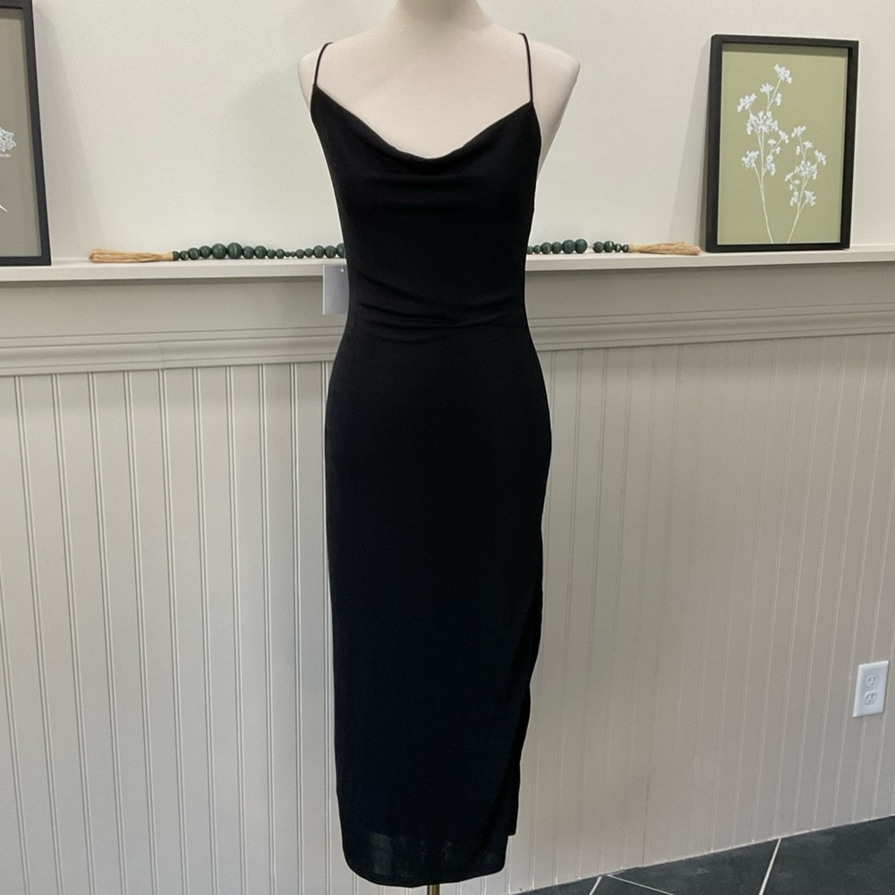 Petal & Pup Black Slip Dress NWT Size 10 Cowl Neck Strappy Back Midi